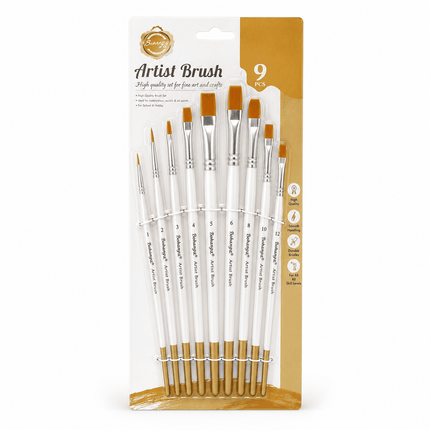Artist Brushes Set - 9 Pieces
