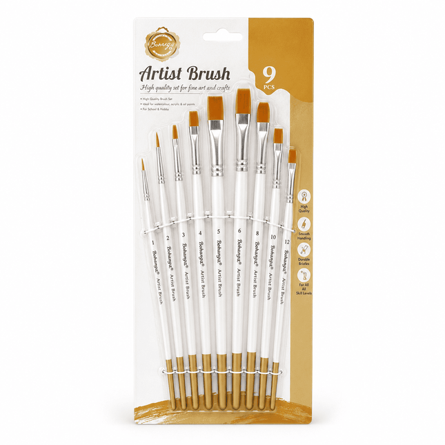 Artist Brushes Set - 9 Pieces