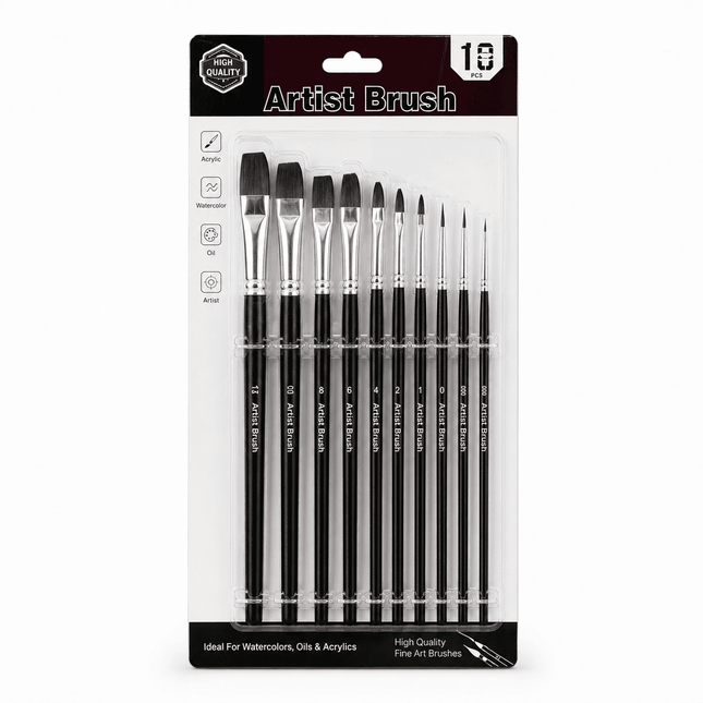 Artist Brushes Set - 10 Pieces