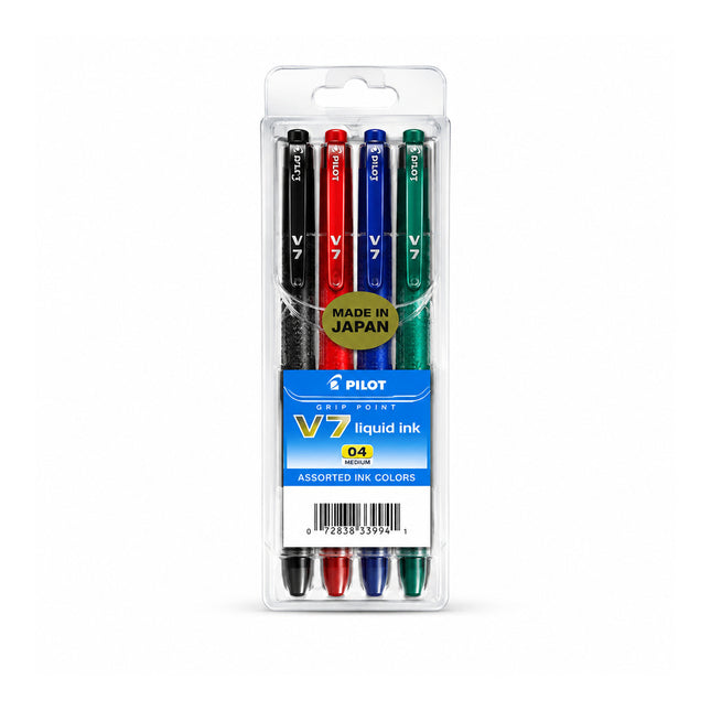 Pilot grip point V7 liquid ink assorted colors of 4