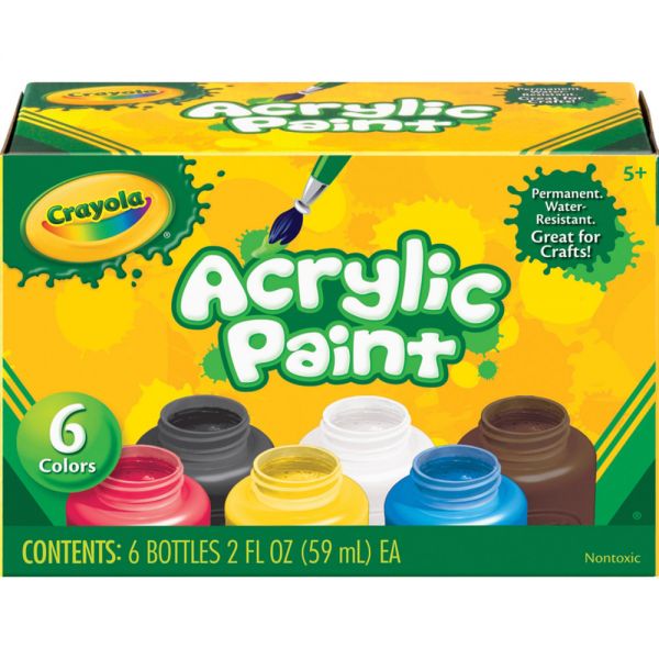Crayola acrylic paint 6 bottles x 56ml Wood glass pottery