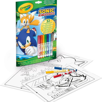 Crayola Sonic Colouring Activity Drawing Book 32 pages and 7 washable Markers
