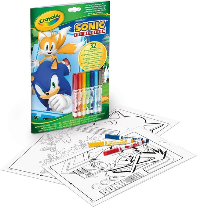 Crayola Sonic Colouring Activity Drawing Book 32 pages and 7 washable Markers