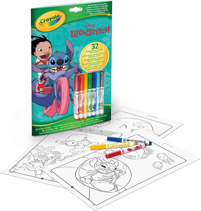 Crayola Lilo & Stitch Colouring Activity Drawing Book 32 pages and 7 washable Markers