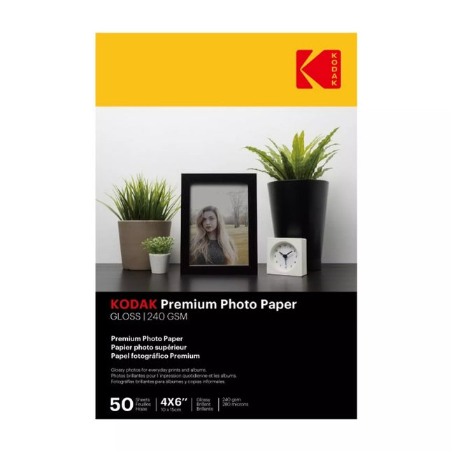 KODAK Premium Photo Paper - Super Gloss 240gsm, 4x6", (PKT/50)