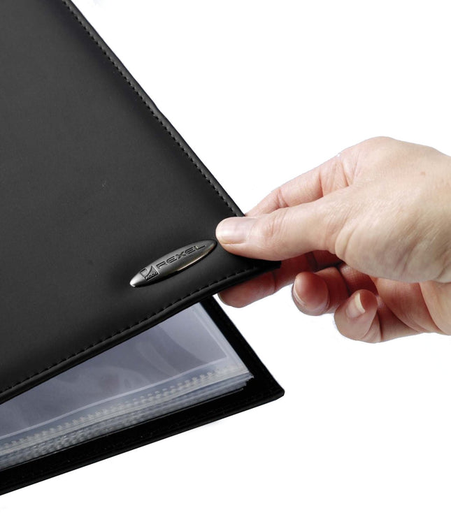 Leather soft touch display book 36 transperent pockets