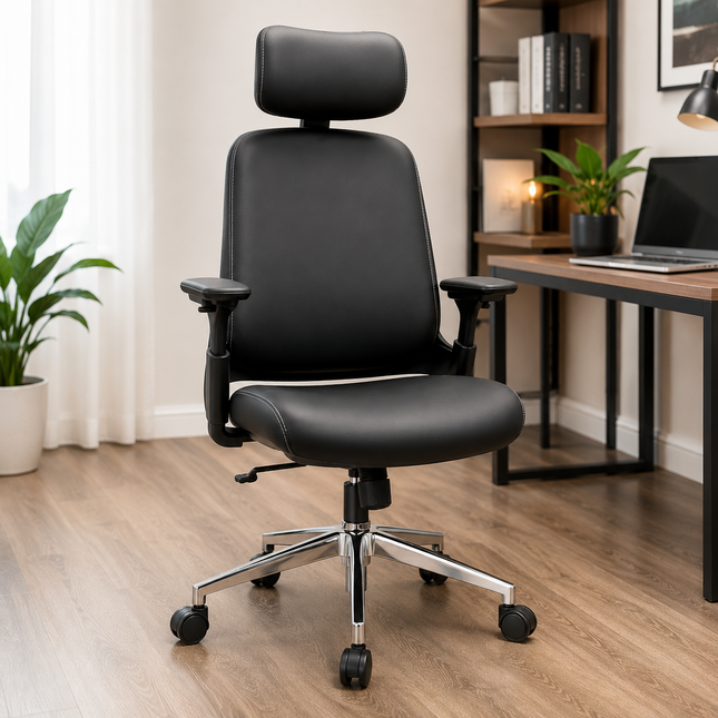 Office chair with full leather wheels