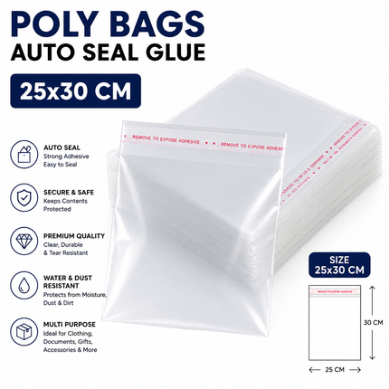 Poly bags auto seal glue 25x30 CM